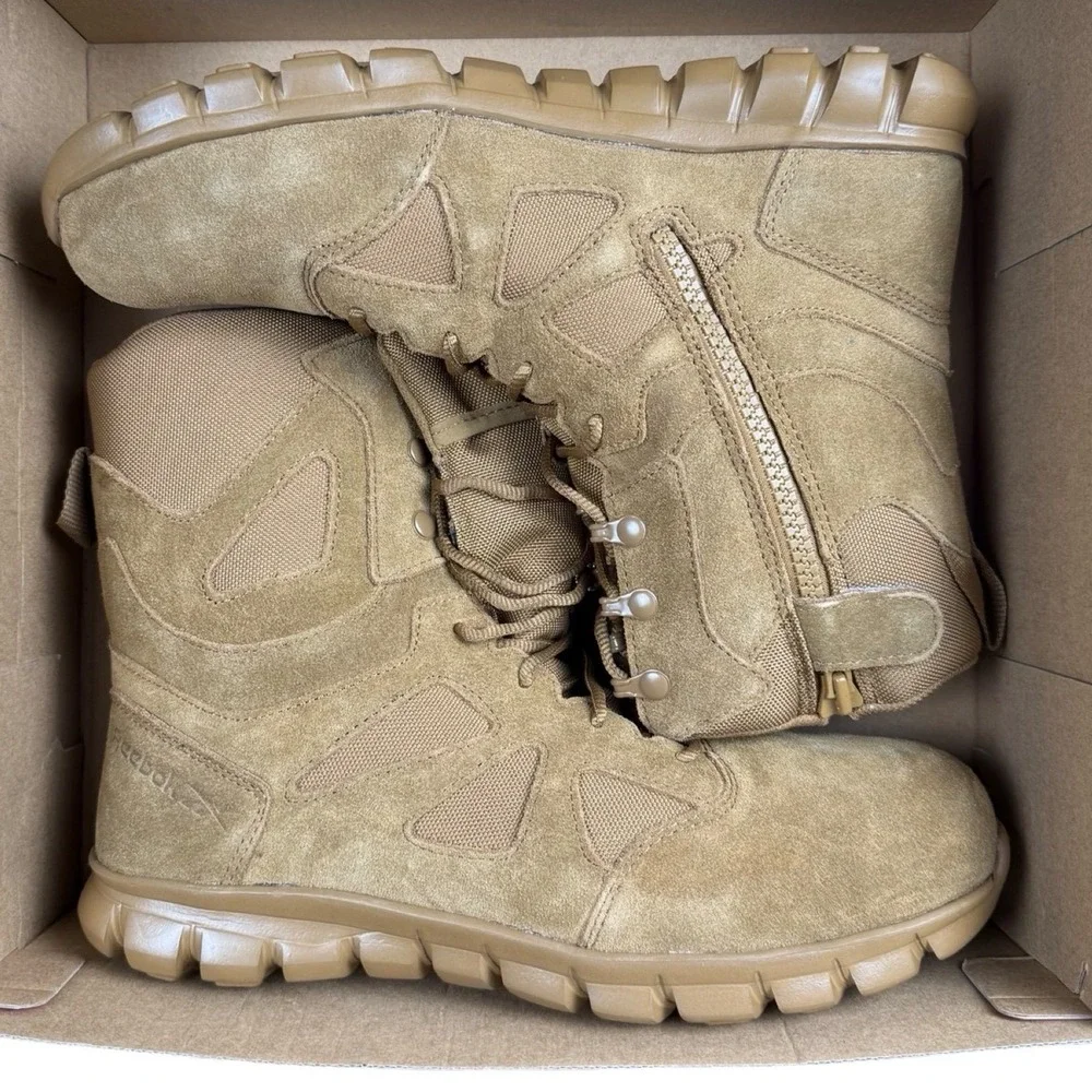 Reebok Work RB8809 Sublite Tactical Boots Coyote Brown Side Zip‎ 11W EH SR NIB